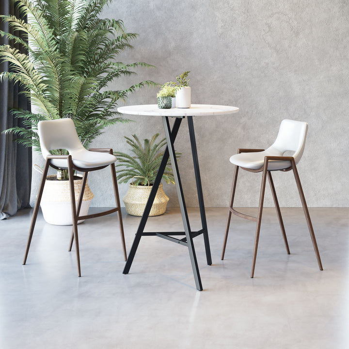 Zuo Desi Barstool (Set of 2) White & Walnut
