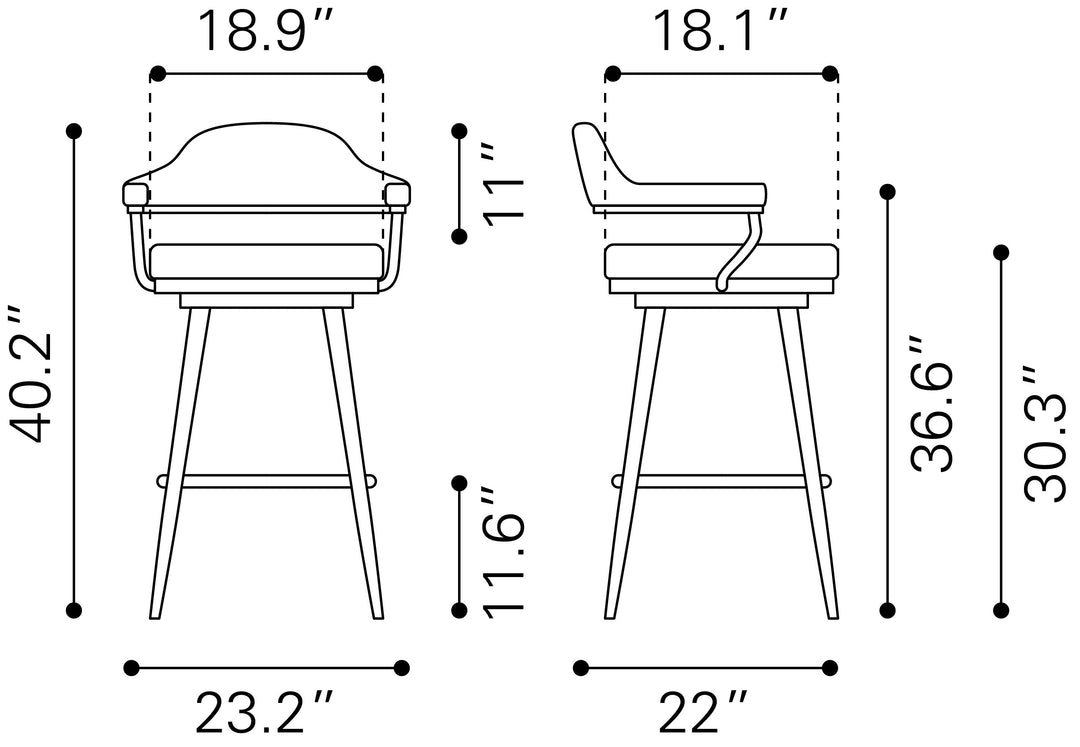 Zuo Vagur Swivel Barstool Black