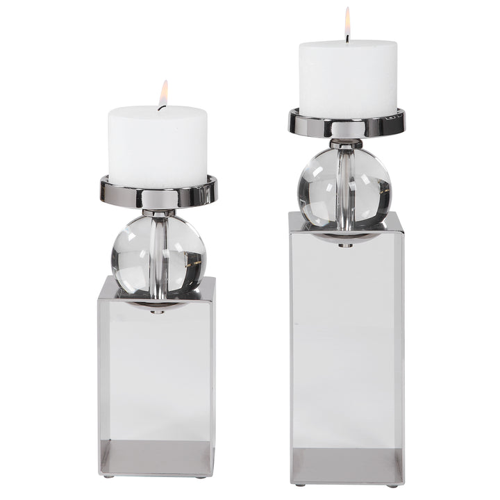Uttermost Lucian Nickel Candleholders, Set/2