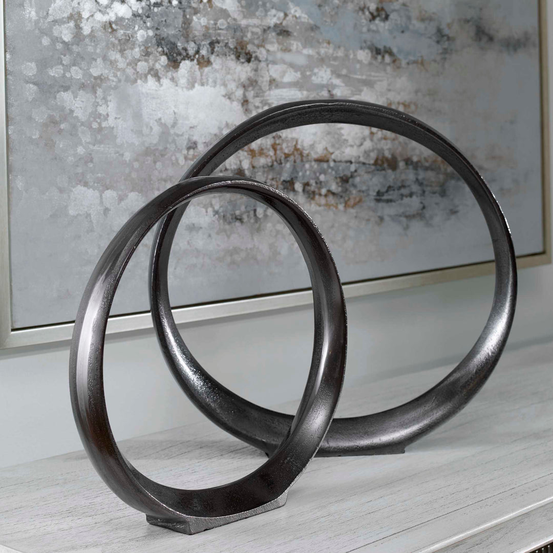 Uttermost Orbits Black Ring Sculptures Set/2