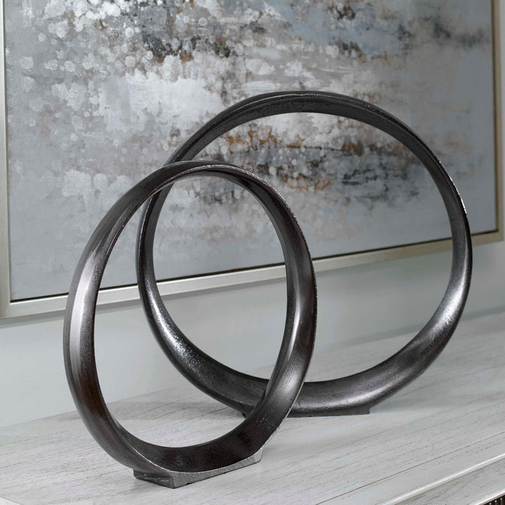 Uttermost Orbits Black Ring Sculptures Set/2