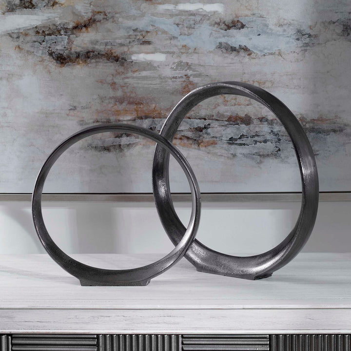 Uttermost Orbits Black Ring Sculptures Set/2