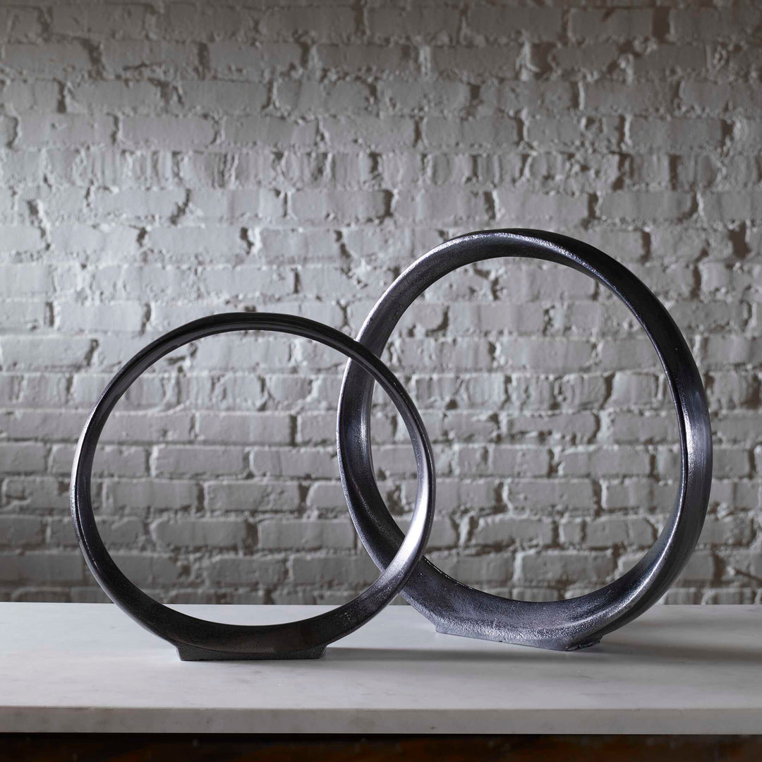 Uttermost Orbits Black Ring Sculptures Set/2