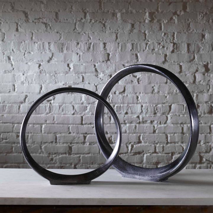 Uttermost Orbits Black Ring Sculptures Set/2