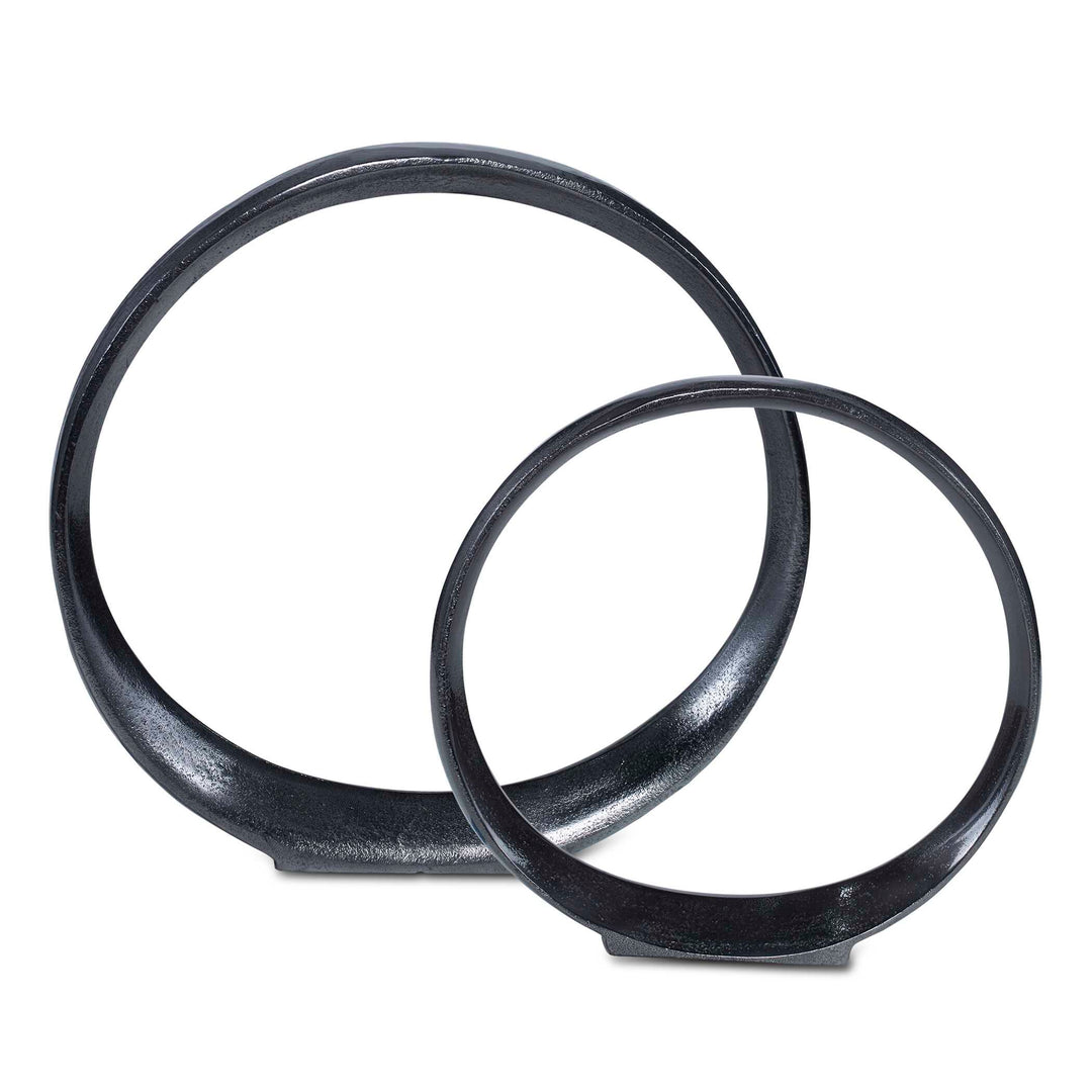 Uttermost Orbits Black Ring Sculptures Set/2