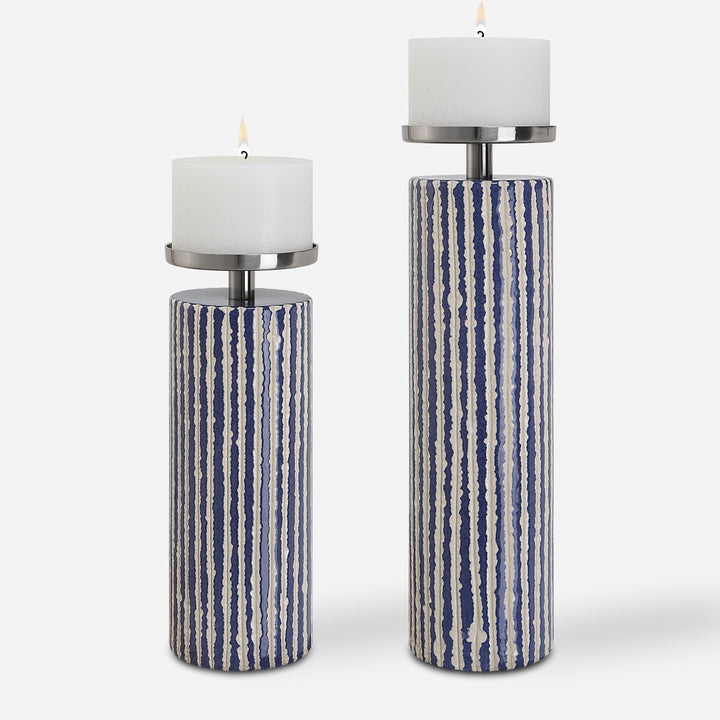 Uttermost Havana Blue Candleholders, S/2