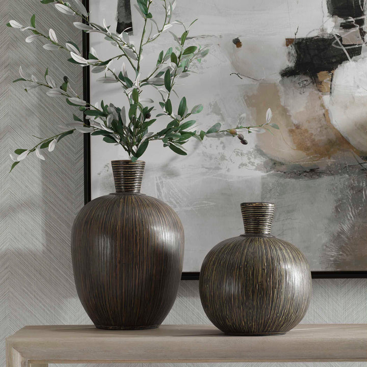 Uttermost Islander Black Vases Set/2