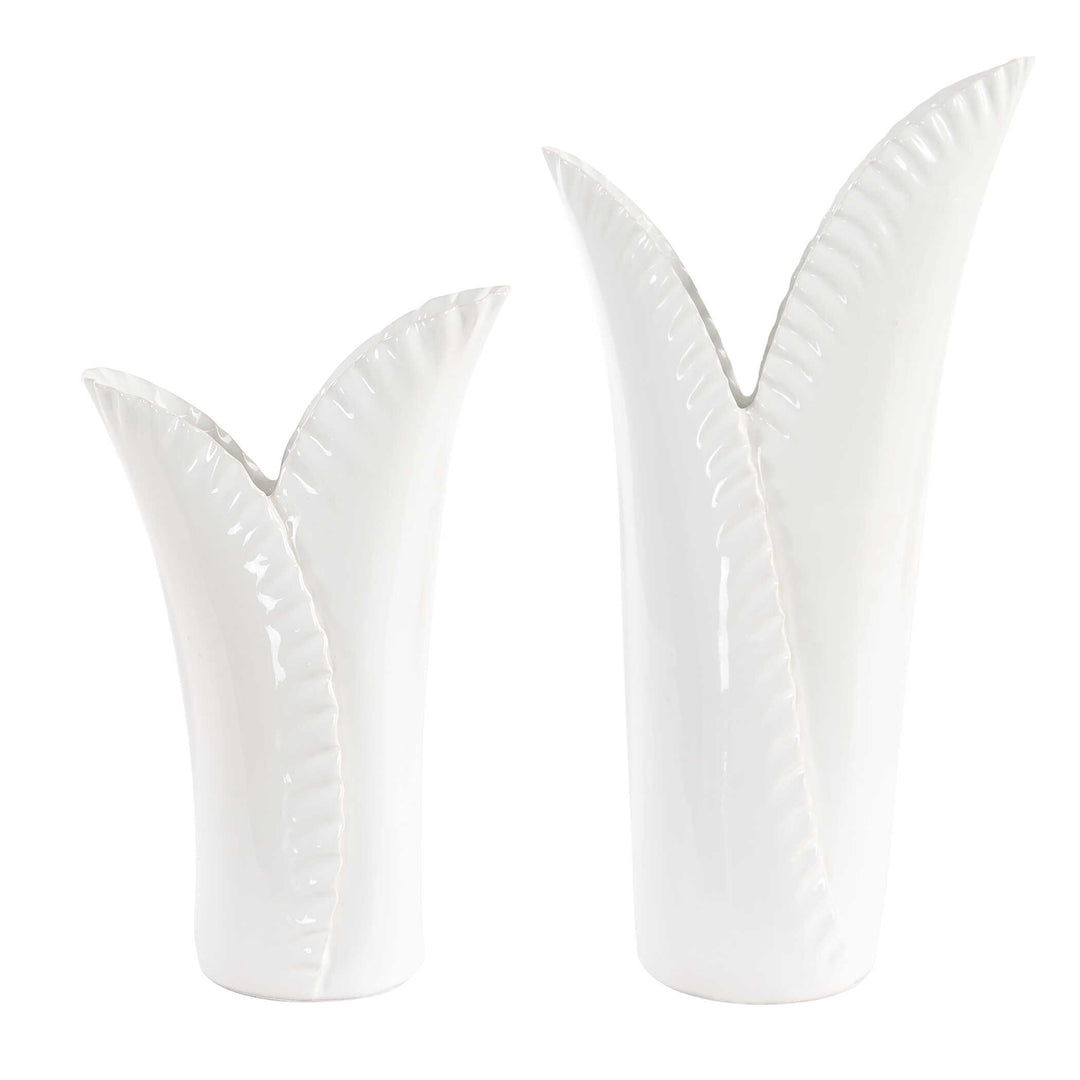 Uttermost Leafscape White Vases Set/2
