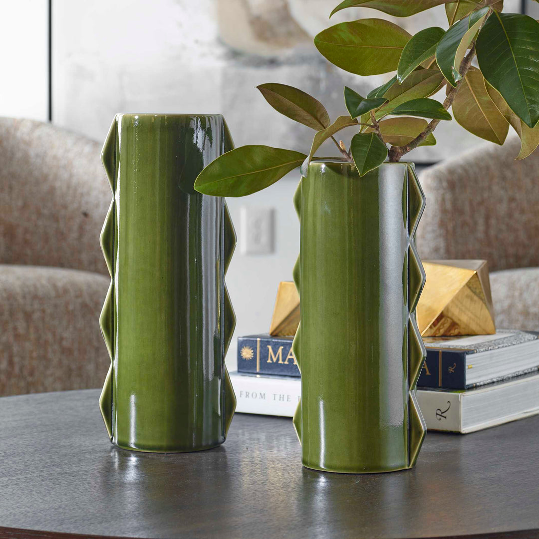 Uttermost Meander Green Vases Set/2