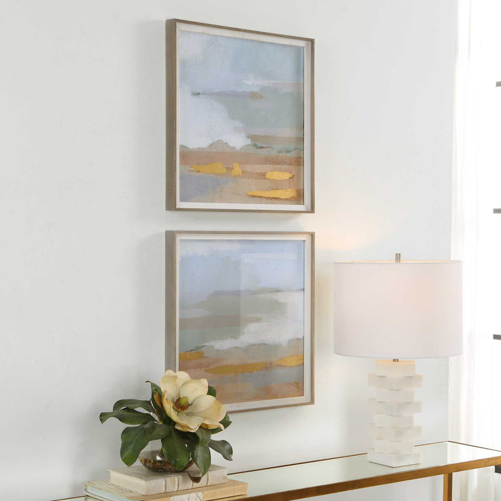 Uttermost Abstract Coastline Framed Prints Set/2