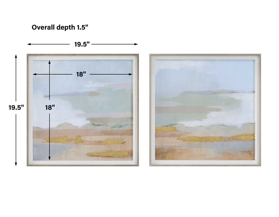 Uttermost Abstract Coastline Framed Prints Set/2