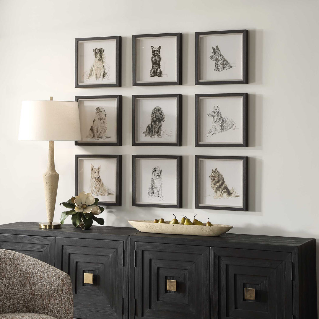 Uttermost Loyal Companion Framed Dog Prints Set/9