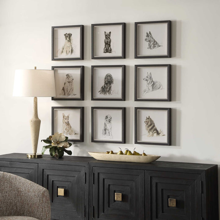 Uttermost Loyal Companion Framed Dog Prints Set/9