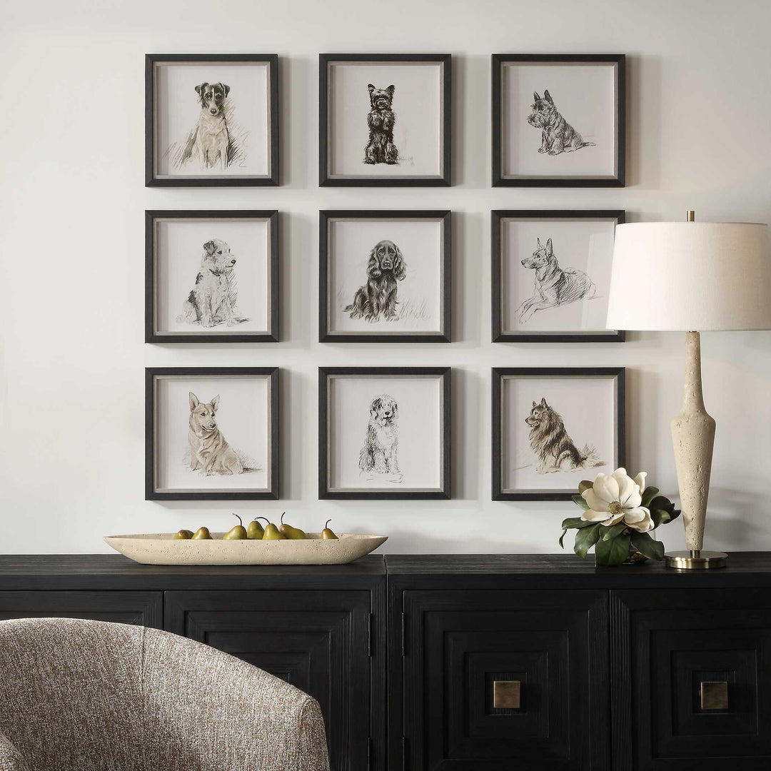 Uttermost Loyal Companion Framed Dog Prints Set/9