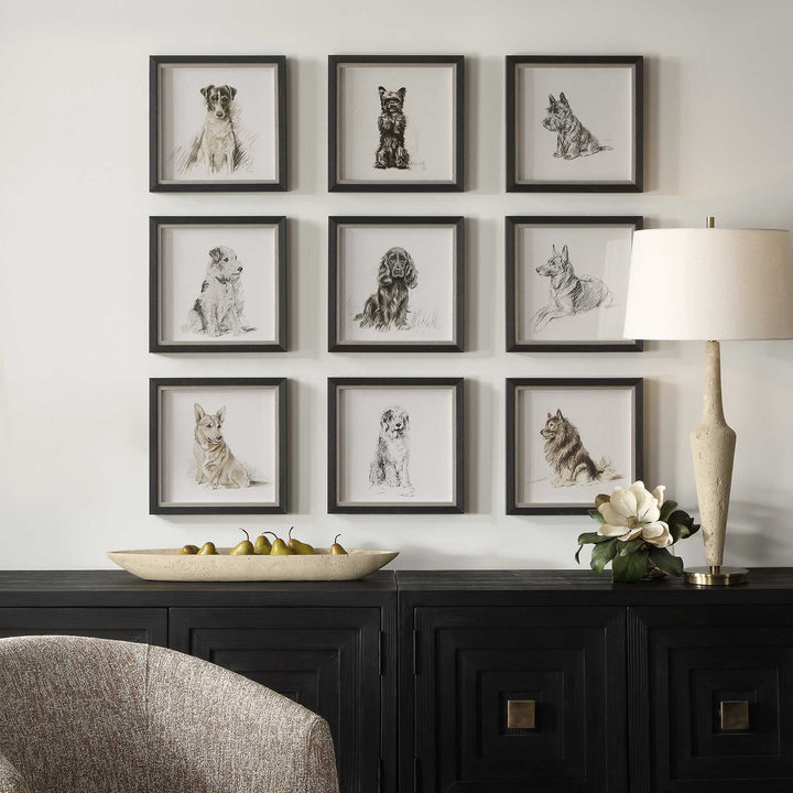Uttermost Loyal Companion Framed Dog Prints Set/9