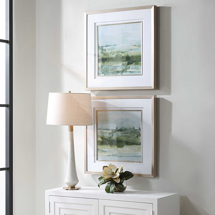 Uttermost Soft Sage Abstract Landscape Prints Set/2