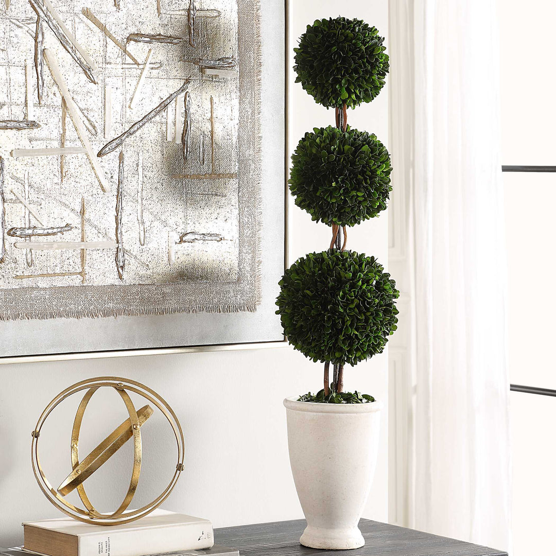 Uttermost Preserved Boxwood Triple Topiary