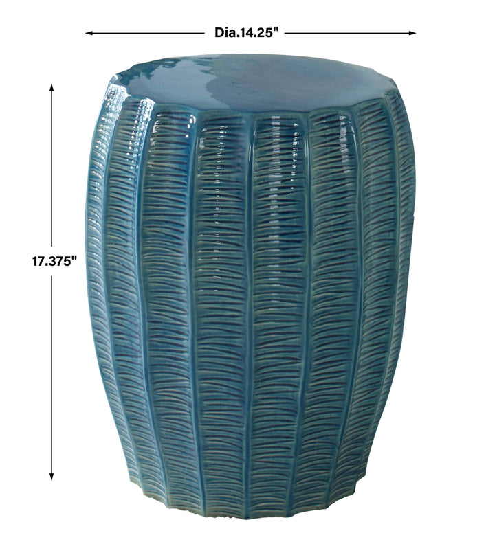 Uttermost Harbor Aqua Blue Garden Stool