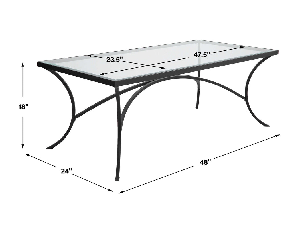 Uttermost Alayna Black Metal & Glass Coffee Table