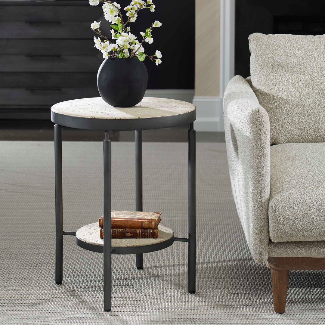 Uttermost Dauntless Travertine Side Table