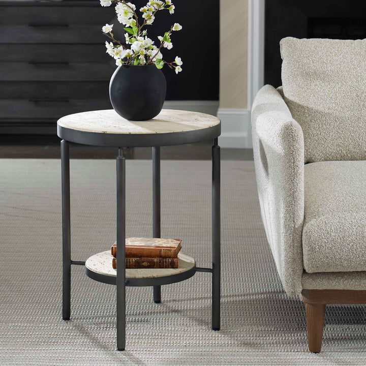 Uttermost Dauntless Travertine Side Table