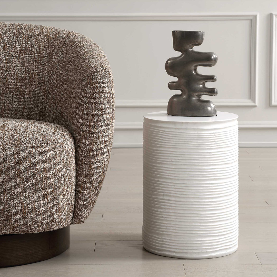 Uttermost Borderline White Drum Table