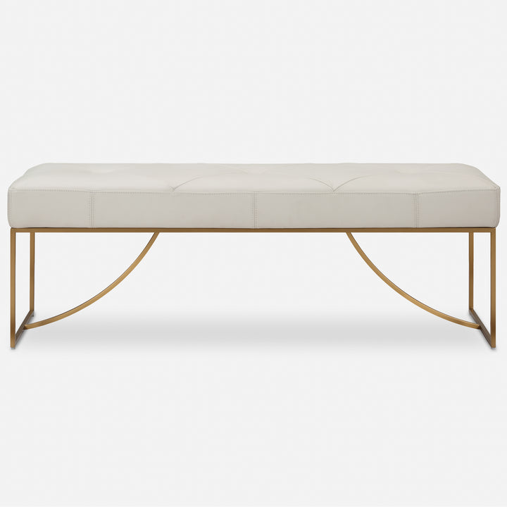 Uttermost Swale Ivory Leather Bench
