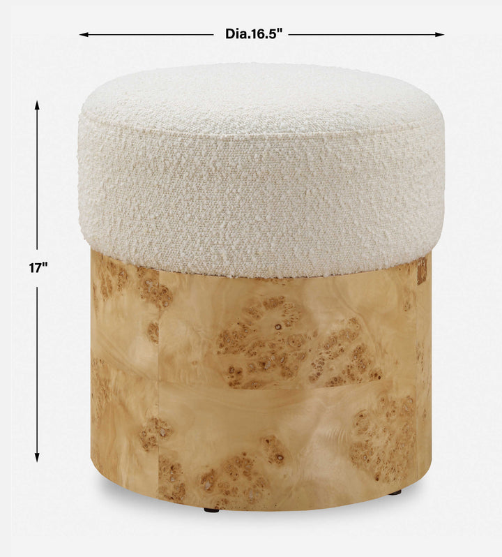 Uttermost Swirls Poplar Ivory Ottoman