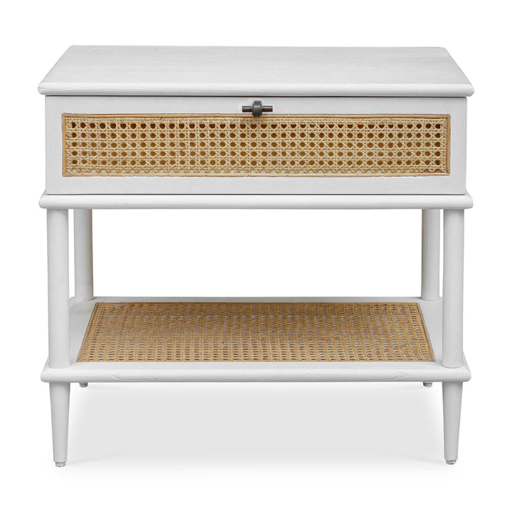 Uttermost Coast White Rattan Side Table