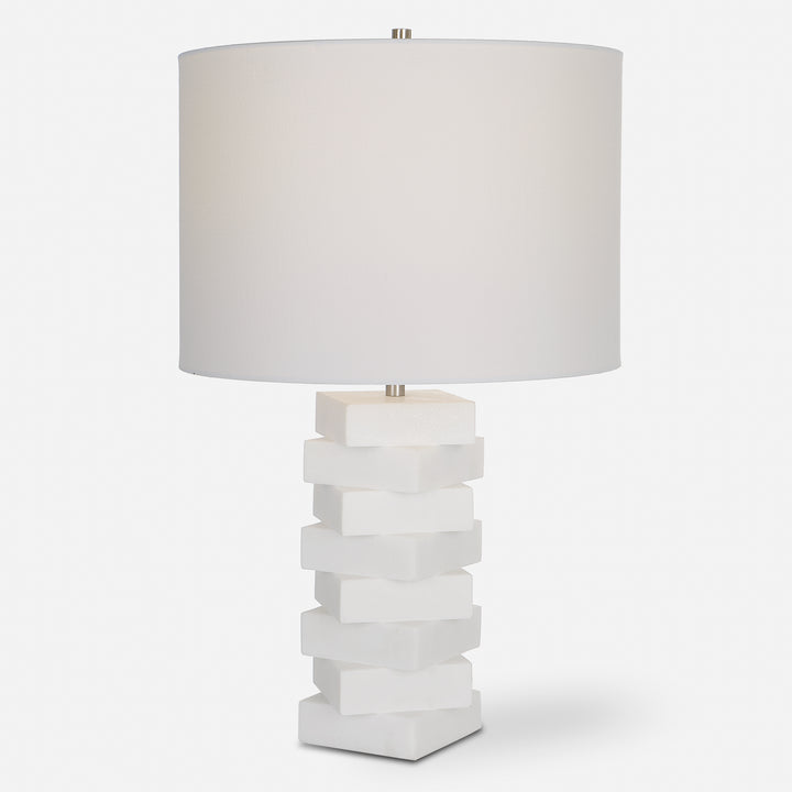 Uttermost Ascent White Geometric Table Lamp