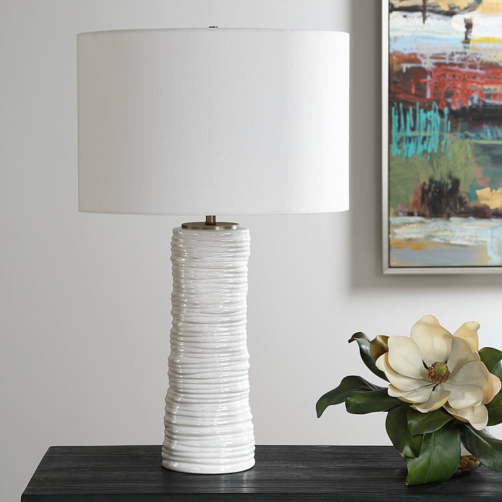 Uttermost Pavlova Glossy White Table Lamp