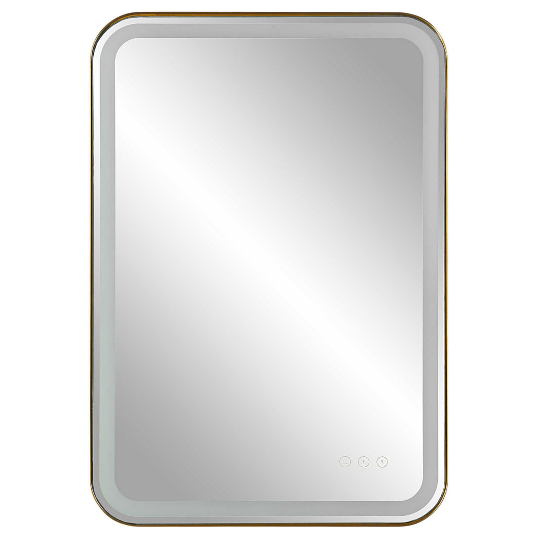 Uttermost Crofton Lighted Brass Vanity Mirror