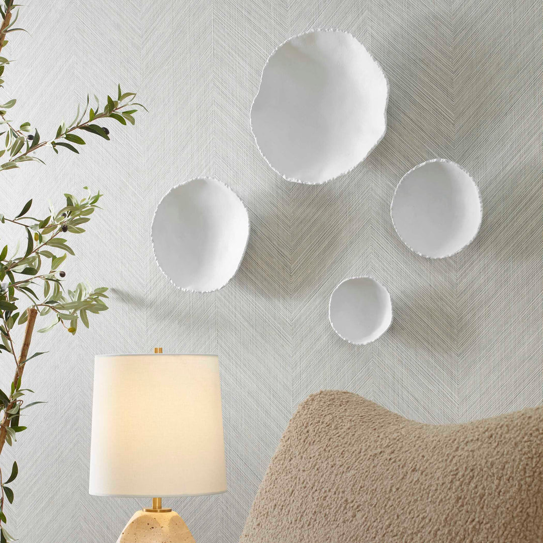 Uttermost Lucky Coins White Metal Wall Bowls Set/4