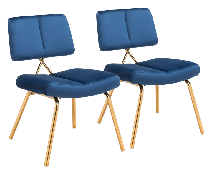 Zuo Nicole Accent Chair (Set of 2) Blue & Gold