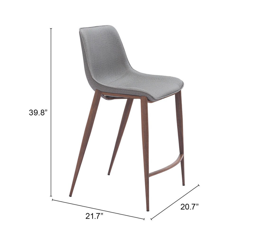 Zuo Magnus Counter Stool (Set of 2) Slate Gray & Walnut
