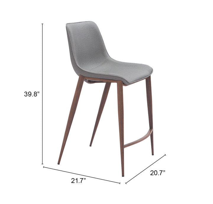 Zuo Magnus Counter Stool (Set of 2) Slate Gray & Walnut