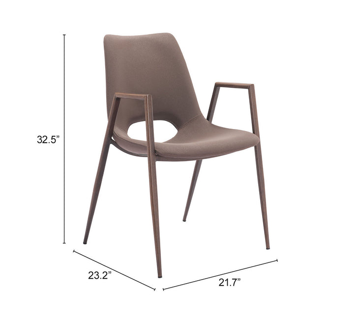 Zuo Desi Dining Chair (Set of 2) Brown & Walnut