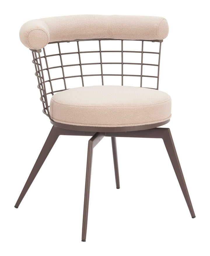 Zuo Saku Swivel Dining Chair Beige & Brown