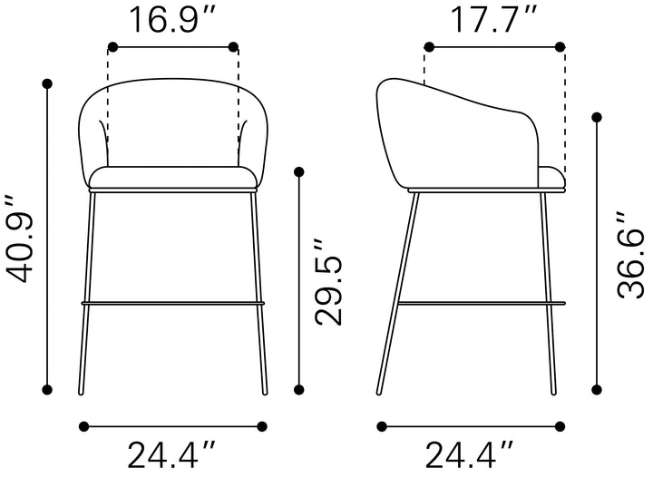 Zuo Essen Barstool Black & Bronze