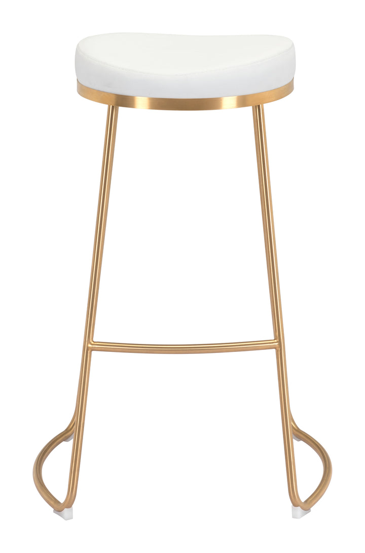 Zuo Bree Barstool (Set of 2) White & Gold
