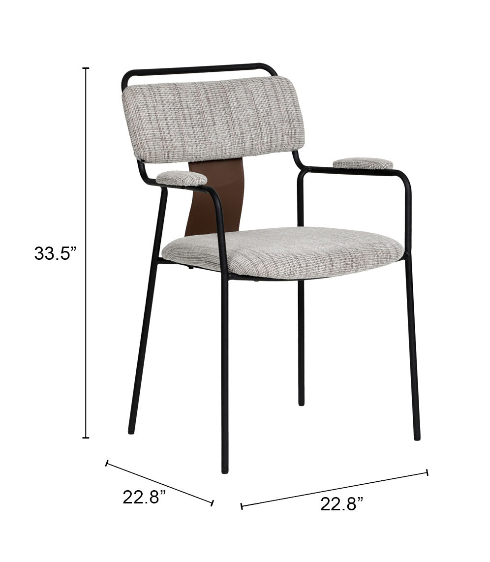 Zuo Couva Dining Chair (Set of 2) Gray Tweed