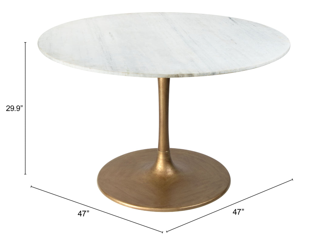 Zuo Ithaca Dining Table White & Gold