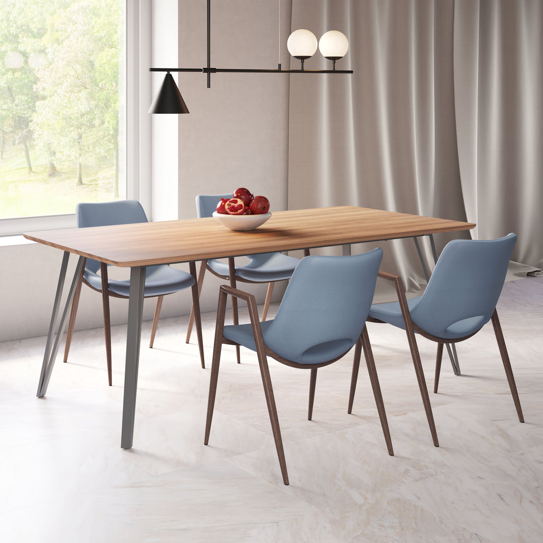 Zuo Desi Dining Chair (Set of 2) Azure Gray & Walnut