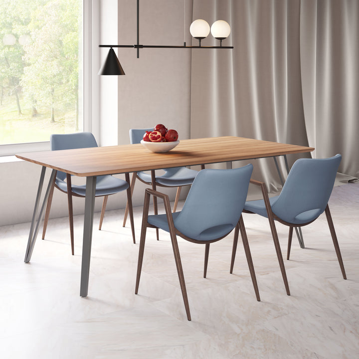 Zuo Desi Dining Chair (Set of 2) Azure Gray & Walnut