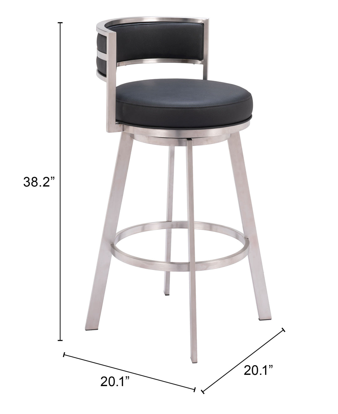 Zuo Gimsby Swivel Barstool Black