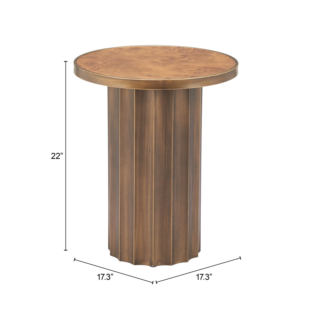 Zuo Afinato Side Table Brown