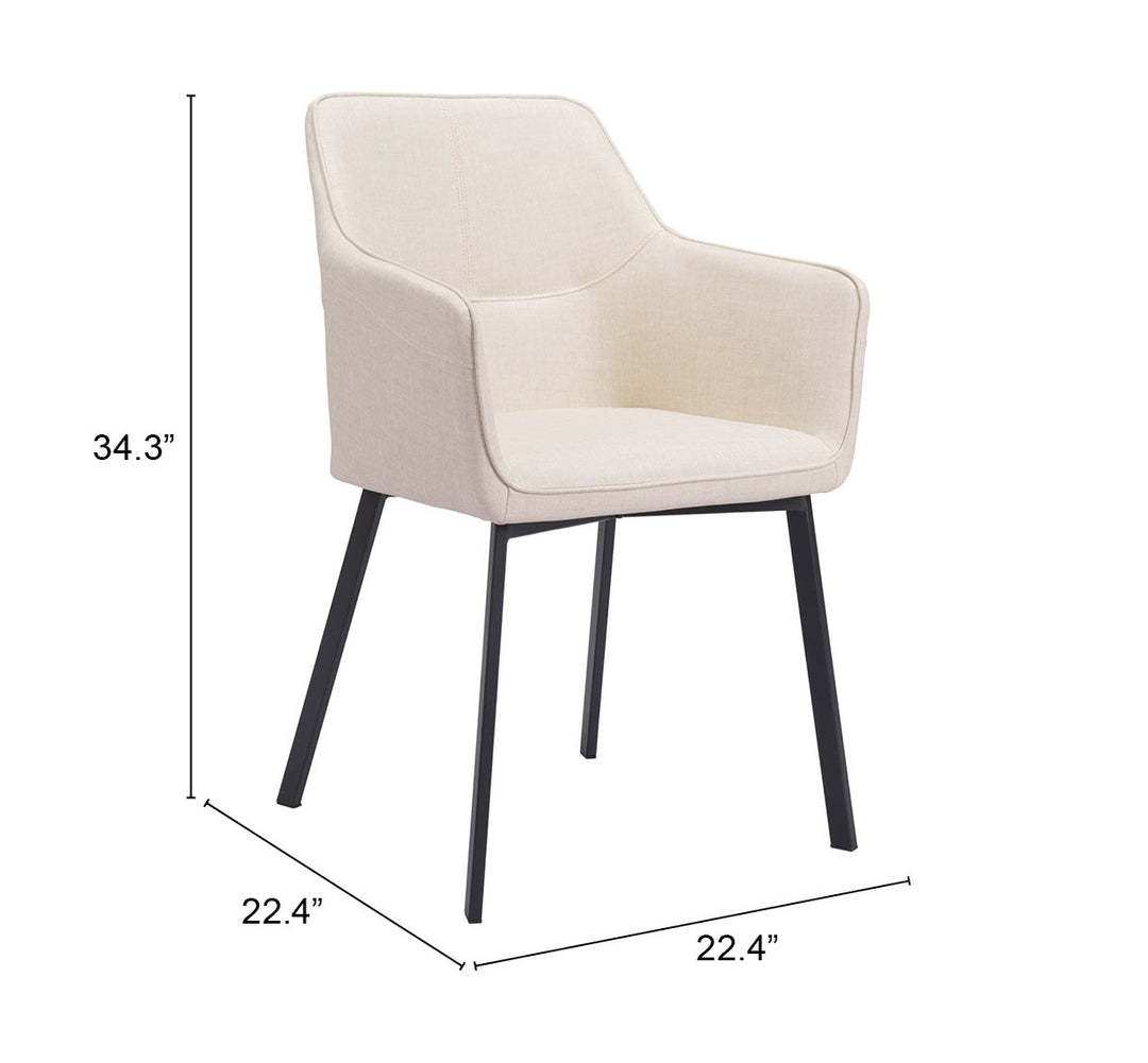 Zuo Adage Dining Chair (Set of 2) Beige