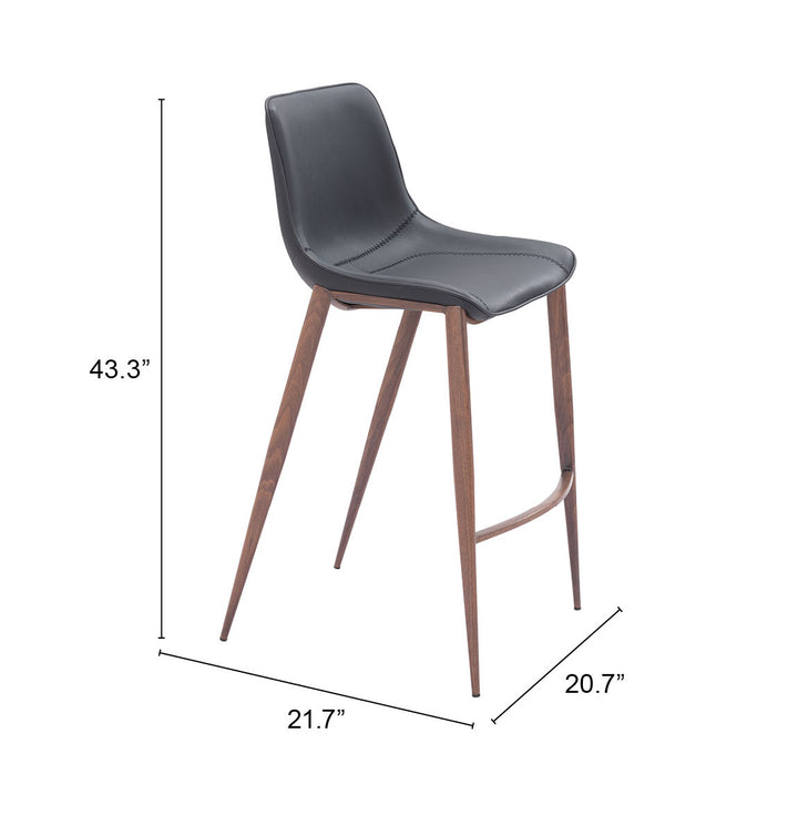 Zuo Magnus Barstool (Set of 2) Black & Walnut