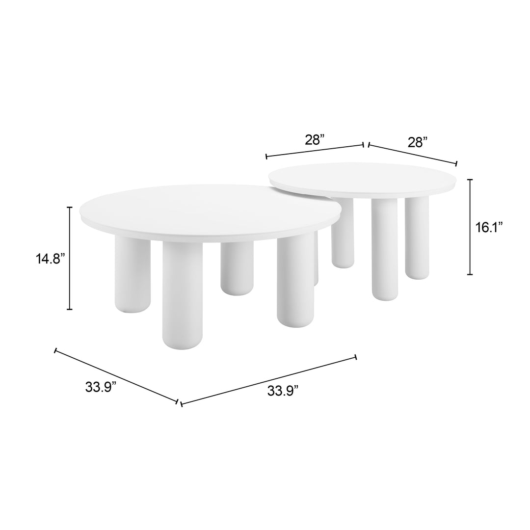 Zuo Ola Coffee Table Set (2-Piece) White