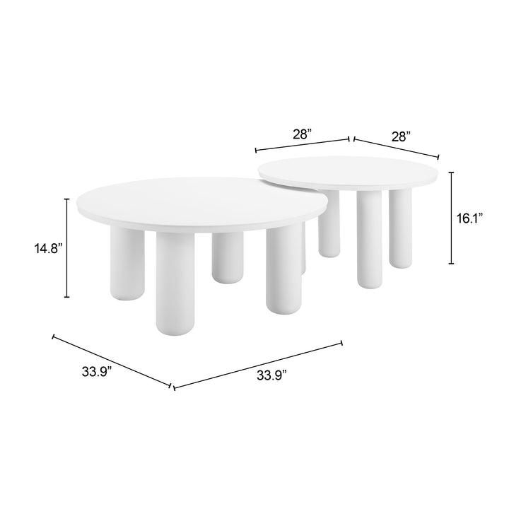 Zuo Ola Coffee Table Set (2-Piece) White